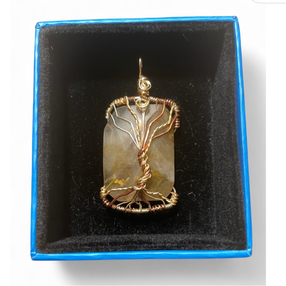 Handcrafted Gold Bronze Whimsy Witchy Citrine Crystal Gem Jewelry, Pendant Only